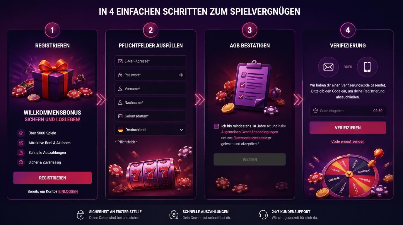 Schritte zur Anmeldung übersichtlich dargestellt