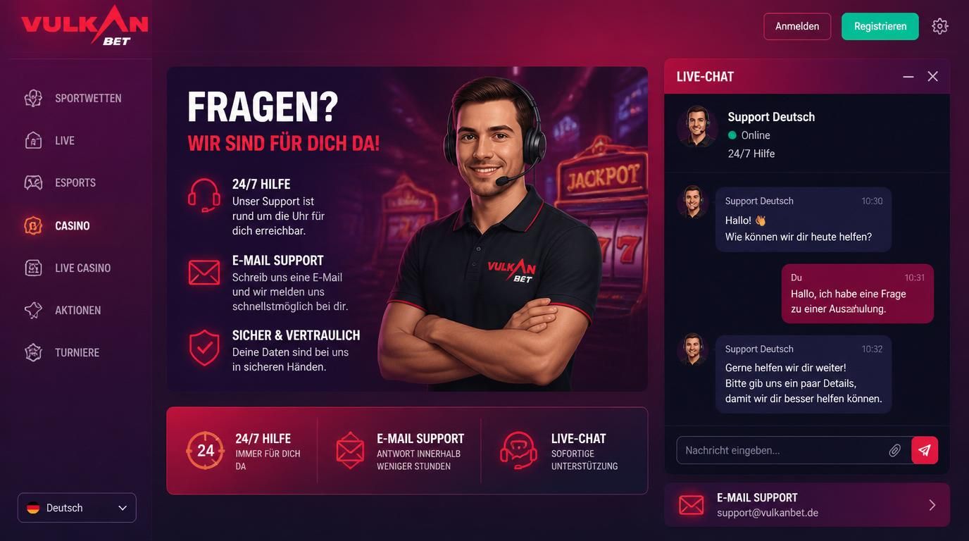 Ein Supportdialog mit deutschsprachigem Mitarbeiter im Chatfenster