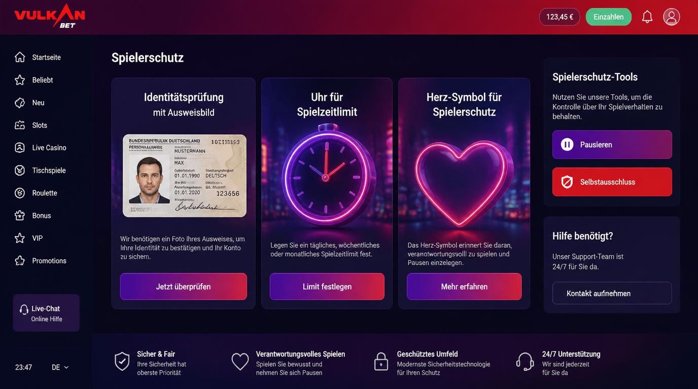 Symbole für Altersnachweis, Limits und Spielerschutz
